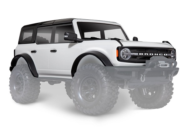 Traxxas Body, Ford Bronco (2021), complete, Oxford White (painted) (includes grille, side mirrors, door handles, fender flares, windshield wipers, spare tire mount, & clipless mounting) (requires TRX8080X inner fenders) - TRX9211L