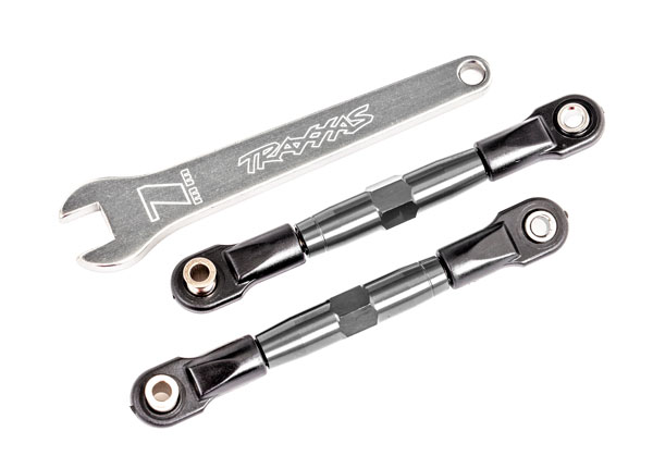 Traxxas Camber links, front (TUBES charcoal gray-anodized, 7075-T6 aluminum, stronger than titanium) (2) (assembled with rod ends and hollow balls)/ aluminum wrench (1) (fits Drag Slash) - TRX2444A