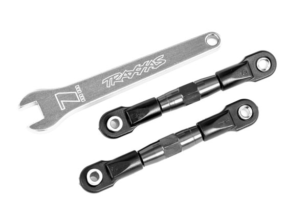 Traxxas Camber links, rear (TUBES charcoal gray-anodized, 7075-T6 aluminum, stronger than titanium) (2) (assembled with rod ends and hollow balls)/ aluminum wrench (1) (fits Drag Slash) - TRX2443A