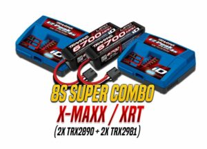 traxxas combo battery/charger completer pack x2 (includes #2981 id charger (2), #2890x 6700mah 14.8v 4 cell 25c lipo battery (2)
