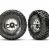 traxxas tires and wheels, assembled, glued (2.2' classic chrome wheels, canyon trail 5.3x2.2' tires, foam inserts) (2)/ center caps (front (2), rear (2)) (requires trx8255a extended thread stub axle)