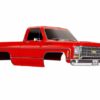traxxas body, chevrolet k10 truck (1979), complete, red (painted, decals applied) (includes grille, side mirrors, door handles, windshield wipers, & clipless mounting) (requires trx9288 inner fenders)