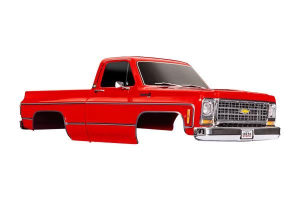 traxxas body, chevrolet k10 truck (1979), complete, red (painted, decals applied) (includes grille, side mirrors, door handles, windshield wipers, & clipless mounting) (requires trx9288 inner fenders)