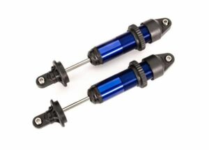 traxxas shocks, gtx, medium (aluminum, blue anodized) (fully assembled w/o springs) (2) trx7861
