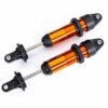 traxxas shocks, gtx, medium (aluminum, orange anodized) (fully assembled w/o springs) (2) trx7861t
