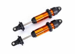 traxxas shocks, gtx, medium (aluminum, orange anodized) (fully assembled w/o springs) (2) trx7861t
