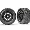 traxxas tires & wheels, assembled, glued (xrt race black wheels, gravix tires, foam inserts) (left & right) trx7872