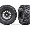 traxxas tires & wheels, assembled, glued (xrt race black wheels, maxx at tires, foam inserts) (left & right) trx7875
