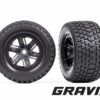 traxxas tires & wheels, assembled, glued (x maxx black wheels, gravix tires, foam inserts) (left & right) trx7877