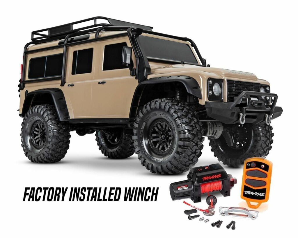 traxxas trx 4 land rover defender sand rtr 2.4ghz + traxxas pro scale remote operated winch twv €109.95