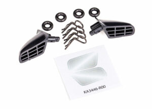 traxxas mirrors, side (left & right)/ o rings (4)/ body clips (4) (fits trx9421 body) trx9422