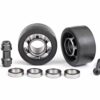 traxxas wheels, wheelie bar, 6061 t6 aluminum (dark titanium anodized) (2)/ axle, wheelie bar, 6061 t6 aluminum (2)/ 10x15x4 ball bearings (4) trx7775a