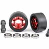 traxxas wheels, wheelie bar, 6061 t6 aluminum (red anodized) (2)/ axle, wheelie bar, 6061 t6 aluminum (2)/ 10x15x4 ball bearings (4) trx7775r