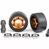traxxas wheels, wheelie bar, 6061 t6 aluminum (orange anodized) (2)/ axle, wheelie bar, 6061 t6 aluminum (2)/ 10x15x4 ball bearings (4) trx7775t