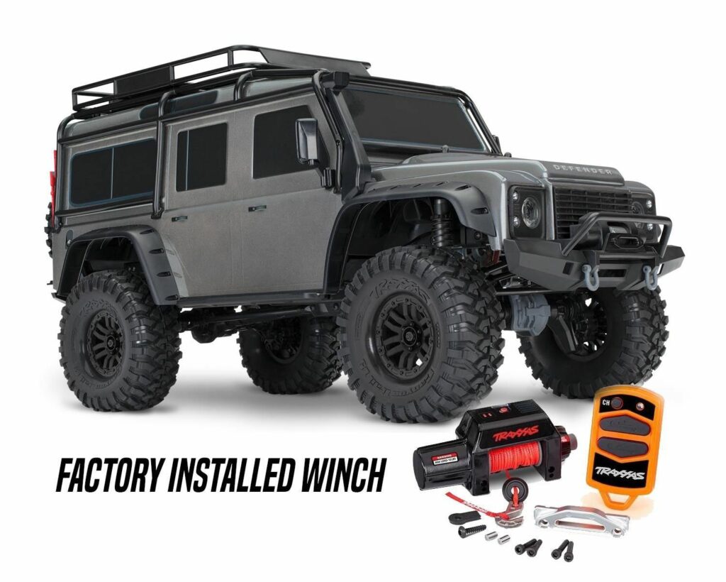 traxxas trx 4 land rover defender silver rtr 2.4ghz + traxxas pro scale remote operated winch twv €109.95