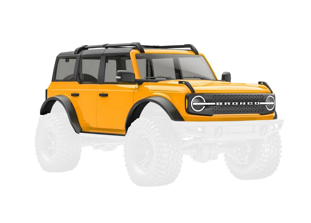 traxxas body, ford bronco, complete, cyber orange (includes grille, side mirrors, door handles, fender flares, windshield wipers, spare tire mount, & clipless mounting) trx9711 cyber