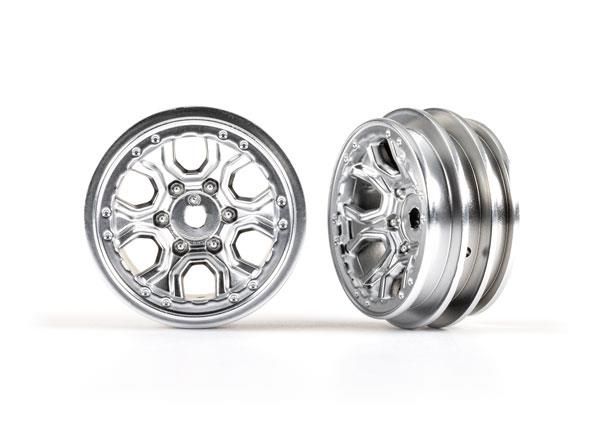 traxxas wheels, 1.0 (statin chrome) (2) trx9770 satin