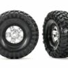 traxxas tires and wheels, assembled, glued (trx 4 sport, satin chrome, black beadlock 1.9' wheels, canyon trail 4.6x1.9' tires) (2) trx8179x