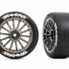 traxxas tires and wheels, assembled, glued (multi spoke black chrome wheels, 2.0' slick tires with traxxas logo, foam inserts) (rear) (2) (vxl rated) trx9375r