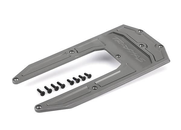 traxxas skidplate, chassis, gray (fits sledge) trx9623p