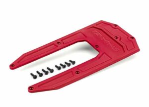 traxxas skidplate, chassis, red (fits sledge) trx9623r