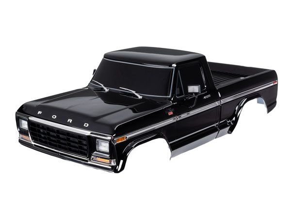 traxxas body, ford f 150 (1979), complete, black (painted, decals applied) (includes grille, side mirrors, door handles, windshield wipers, & clipless mounting) (requires #9288 inner fenders) (roll bar sold separately; choose #9262 chrome, 9262r black, or 9262x trx9230 blk
