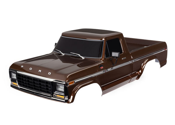 traxxas body, ford f 150 (1979), complete, brown (painted, decals applied) (includes grille, side mirrors, door handles, windshield wipers, & clipless mounting) (requires #9288 inner fenders) (roll bar sold separately; choose #9262 chrome, 9262r black, or 9262x c trx9230 brwn