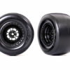 traxxas tires & wheels, assembled, glued (weld glossy black wheels, mickey thompson® et drag® slicks, smoke compound, foam inserts) (rear) (2) trx9477