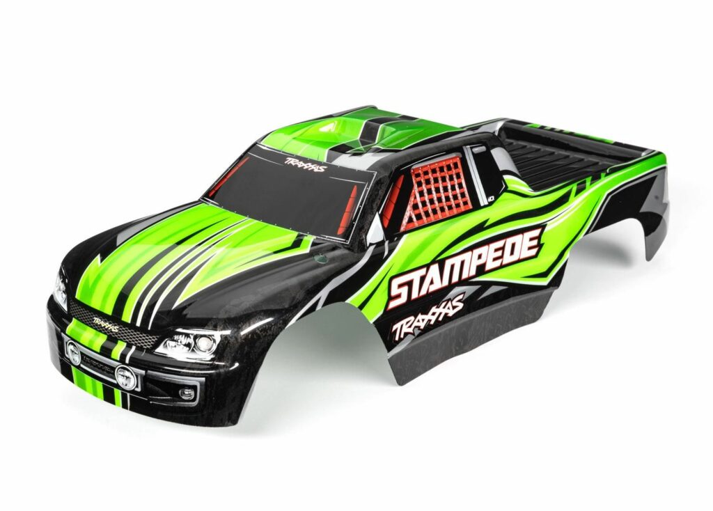 traxxas body, stampede (also fits stampede vxl), green (painted, decals applied) trx3651g