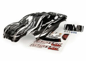 traxxas body, rustler vxl, prographix (graphics are printed, requires paint & final color application)/ decal sheet trx3726l