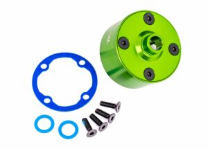 carrier, differential (aluminum, green anodized)/ differential bushing/ ring gear gasket/ 3x10mm ccs (4) trx9581g