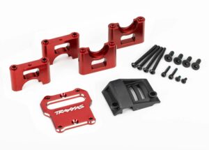 traxxas mount, center differential carrier, 6061 t6 aluminum (red anodized)