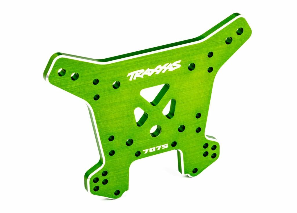 traxxas shock tower, rear, 7075 t6 aluminum (green anodized) (fits sledge) trx9638g