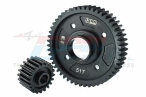 gpm traxxas xrt 1/5 8s & traxxas x maxx 1/5 8s medium carbon steel center diff output gear 51t and input gear 20t