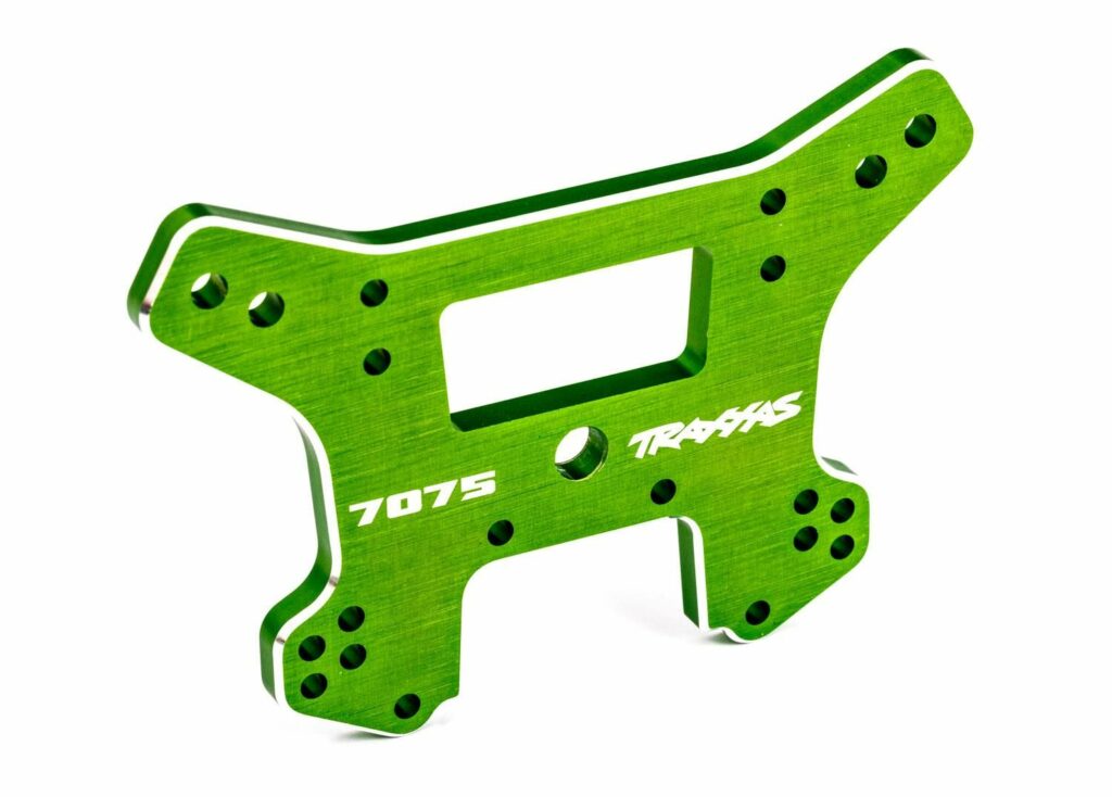 traxxas shock tower, front, 7075 t6 aluminum (green anodized) (fits sledge) trx9639g