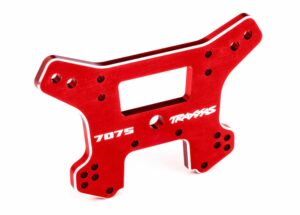traxxas shock tower, front, 7075 t6 aluminum (red anodized) (fits sledge) trx9639r