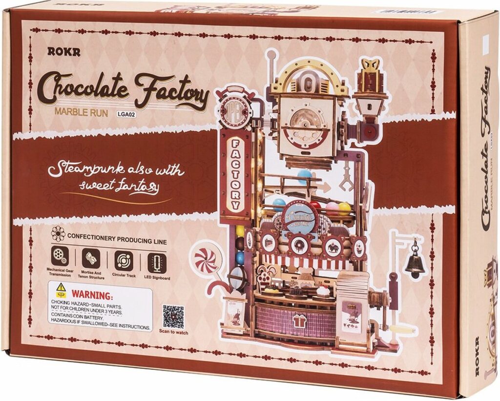rolife chocolate factory marble run houten bouwpakket knikkerbaan