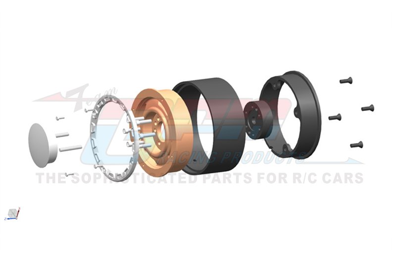 gpm traxxas trx 4m & axial scx 24 aluminium 1.33 inch beadlock wheel rims set (4 poles)