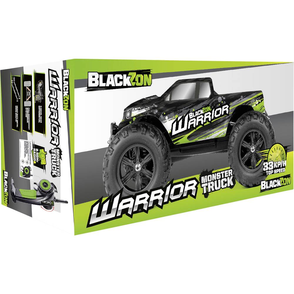 blackzon warrior mt 1/12 2wd monster truck rtr groen