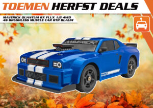 maverick quantum rx flux 1/8 4wd 4s brushless muscle car rtr blauw