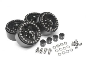 boom racing golem krait™ 1.9 aluminum beadlock wheels with 8mm wideners (4) [recon g6 certified] black brw780903bk