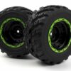 blackzon smyter mt wheels/tires assy (black/green/2pcs) 540181