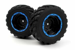 blackzon smyter mt wheels/tires assy (black/blue/2pcs) 540182