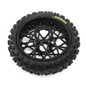 team losi dunlop mx53 rear tire mounted, black: promoto mx los46005