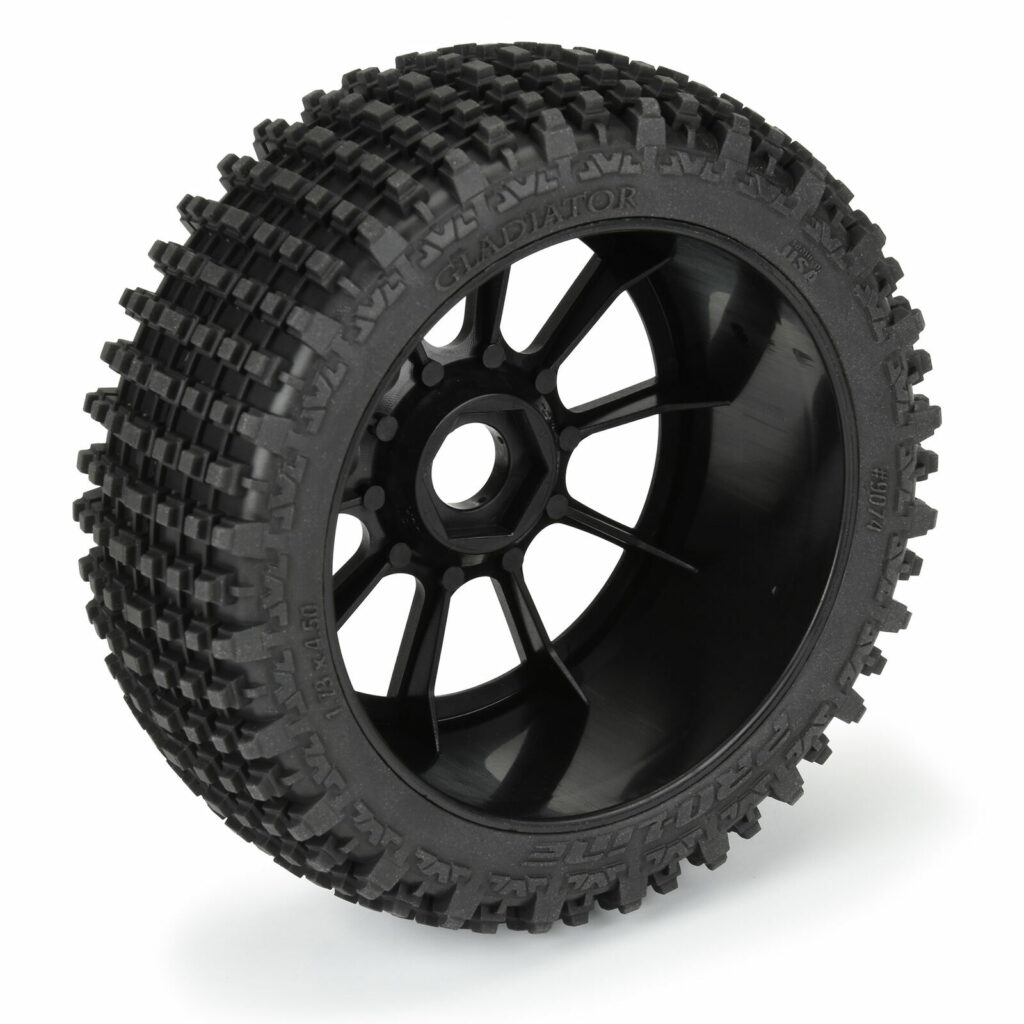 proline 1/8 gladiator m2 fr/rr buggy tires mounted 17mm black mach 10 (2)