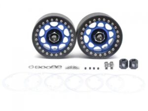 boom racing sandstorm krait™ 2.2 aluminum beadlock wheels with 8mm wideners (2) blue brw780904b