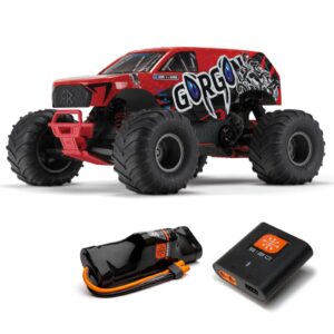 arrma 1/10 gorgon 4x2 mega 550 brushed monster truck rtr rood met accu en lader