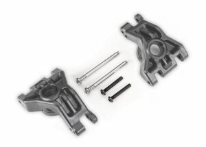 traxxas carriers, stub axle, rear, extreme heavy duty, gray (left & right)/ 3x41mm hinge pins (2)/ 3x20mm bcs (2) (for use with #9080 upgrade kit) trx9050 gray