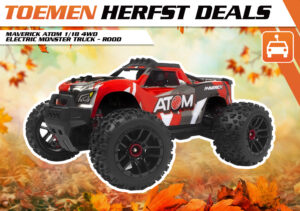 maverick atom 1/18 4wd electric monster truck – rood