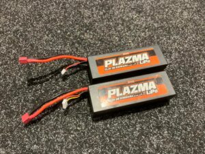 2x hpi plazma 11.1v 5300mah 40c 80c lipo battery pack in een top staat!